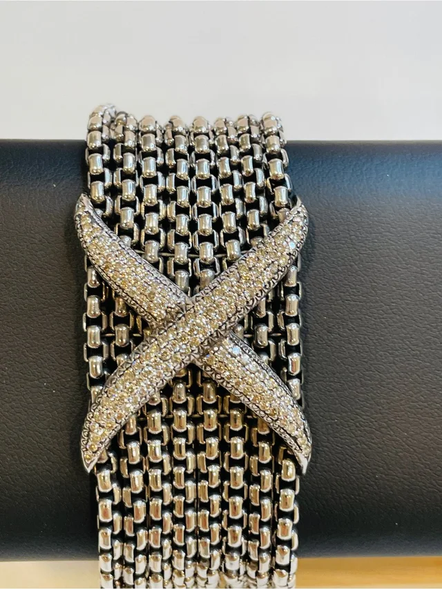 David Yurman Sterling Silver And Diamond Eight Row X Bracelet in silver|gray from Poshmark