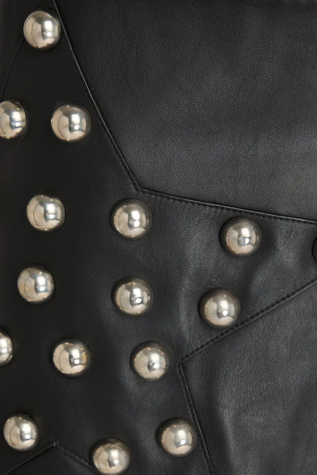 Area Studded Embellished Leather Mini Skirt in Black, photo 4 of 4 from THE OUTNET