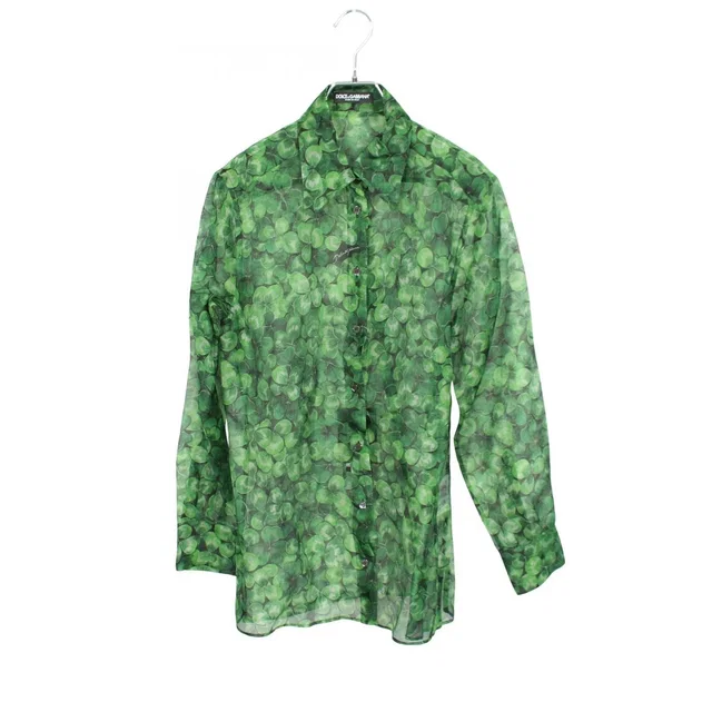 Dolce & Gabbana Clover Sheer Green Silk Pattern Shirt in Green Silk from The Reluxe