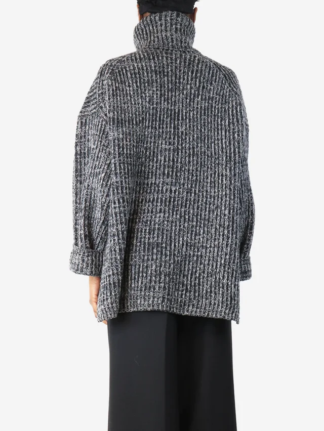 Acne Studios Black and grey chunky knit jumper - size XS in Black Wool from Sign of the Times, photo 2 of 3