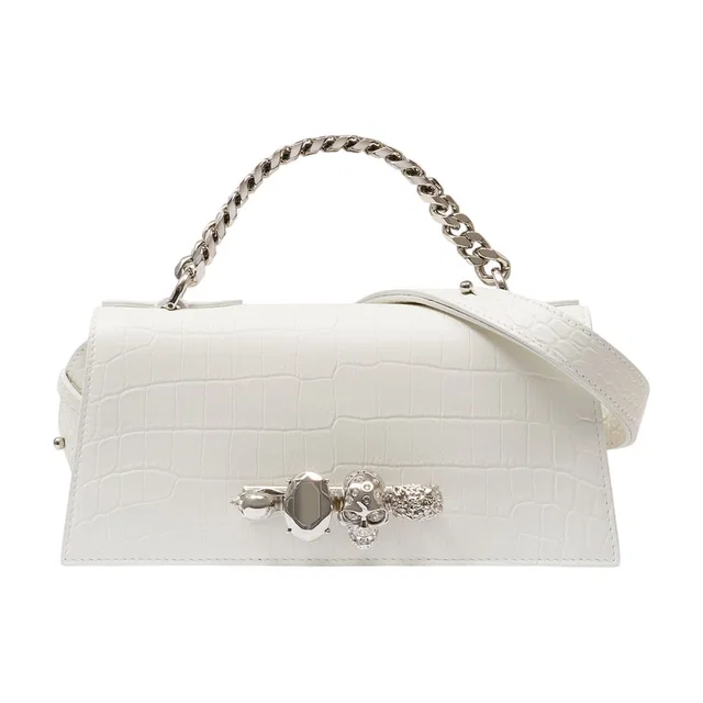 Alexander McQueen Jewel Shoulder Bag — White Exotic_leather in White Leather from HEWI