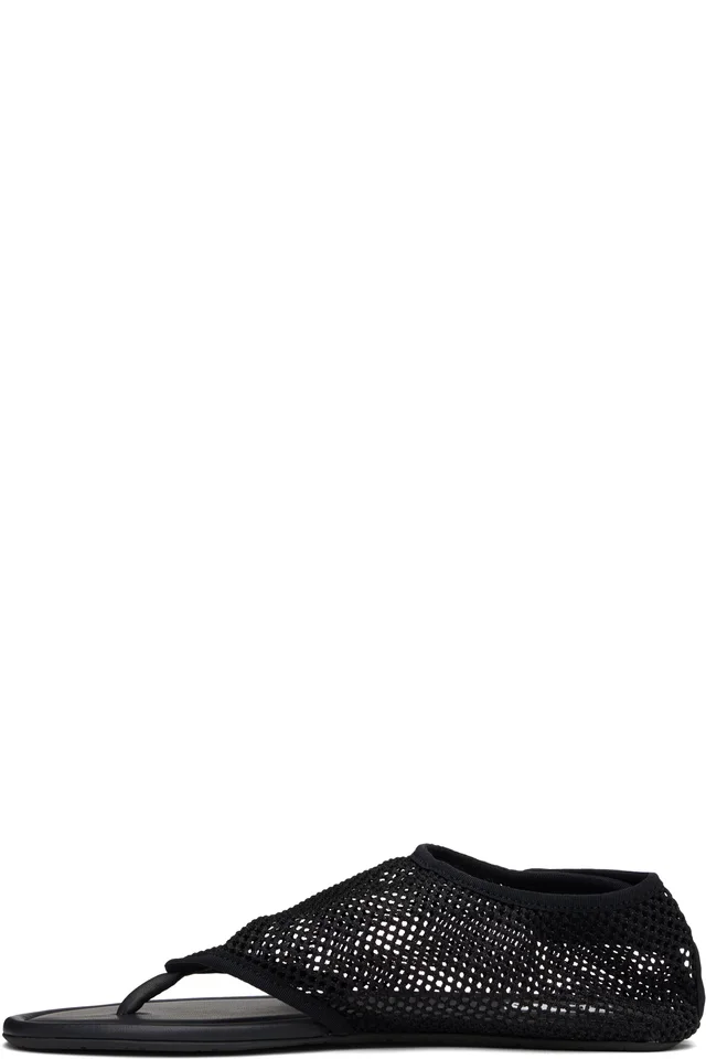 ALAÏA Black Thong Fishnet Sandals, photo 3 of 4 from SSENSE