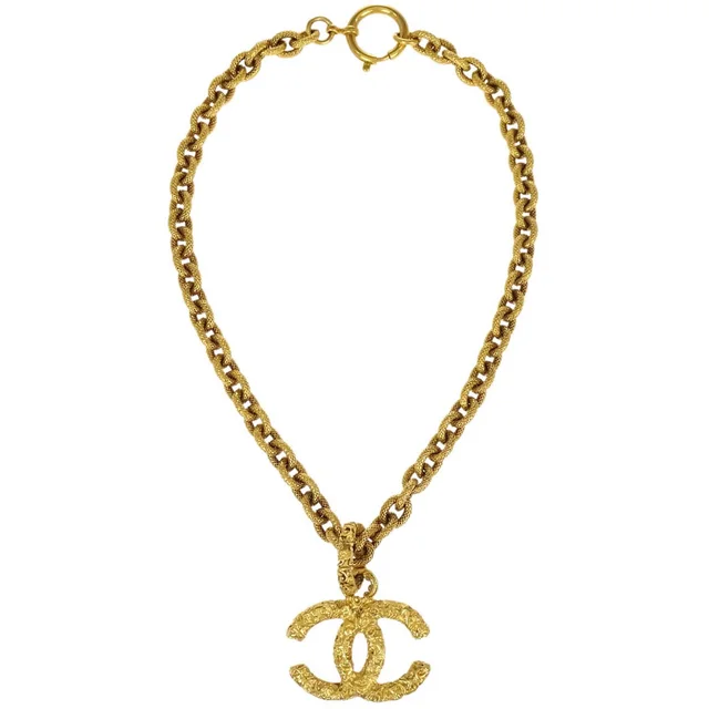 Chanel Gold CC Chain Pendant Necklace 93A in Gold from AMORE Vintage Tokyo