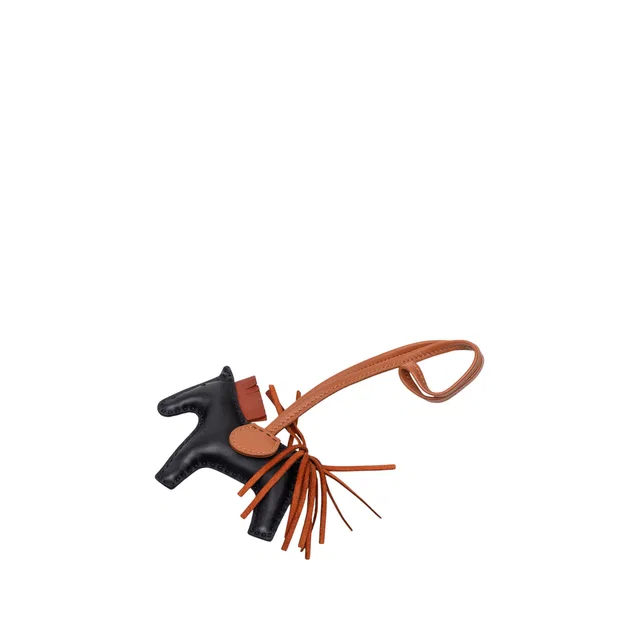 Black Hermès Milo Lambskin Grigri Rodeo Bag Charm PM Key Chain in Black Lambskin from Designer Revival