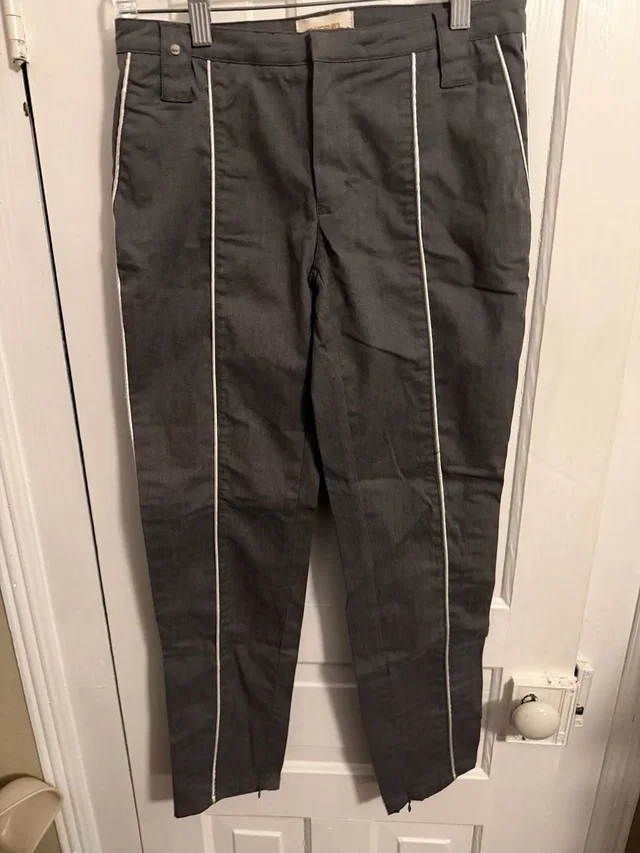 Diesel Women's Gray Cotton Blend Trousers With White Piping Size 25 in gray from Poshmark