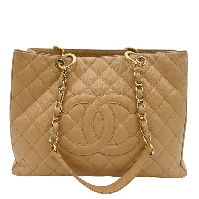 Chanel Quilted Caviar Leather Grand Shopping Tote Bag in Caviar leather from Clotheshorse Anonymous