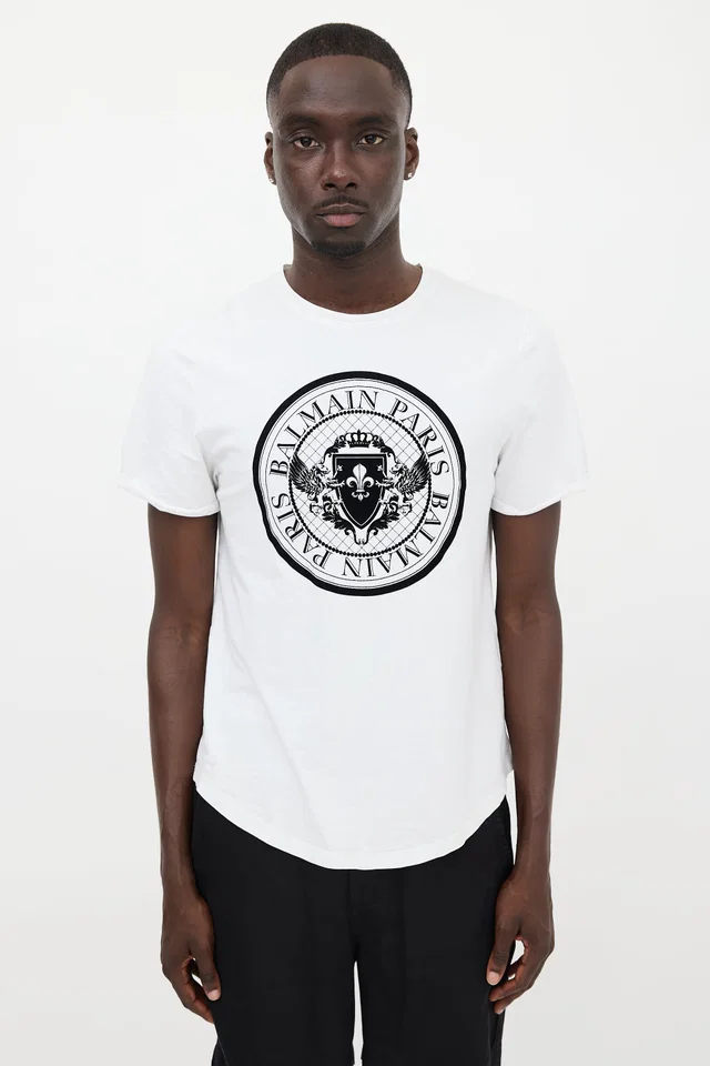 Balmain Flocked Logo T-Shirt from VSP Consignment