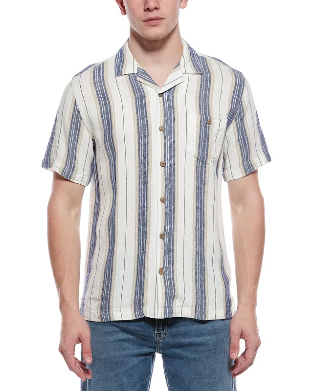 WEATHERPROOF VINTAGE Linen-Blend Vertical Stripe Shirt, image 1 of 1 from Gilt