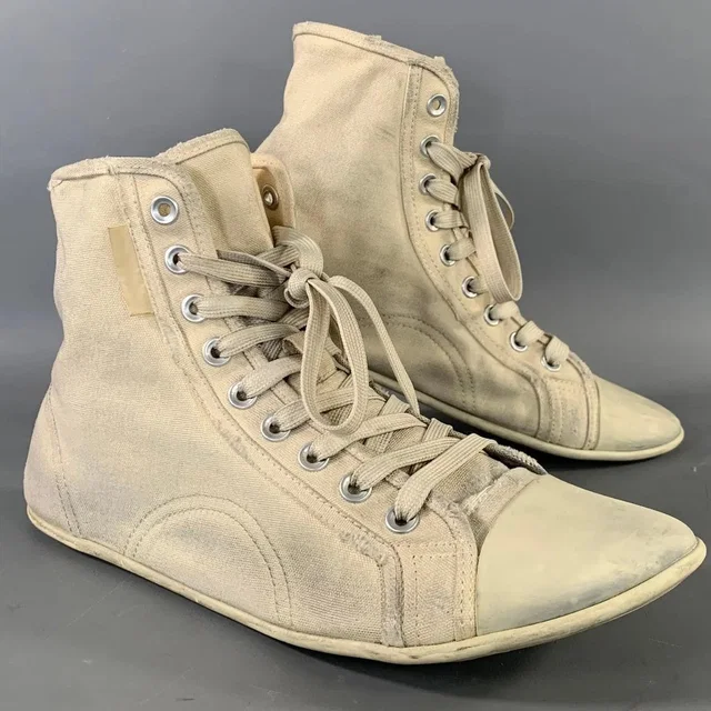 Balenciaga Distressed Canvas High-Top Sneakers Size 8 in Beige in white|neutral Canvas from Grailed