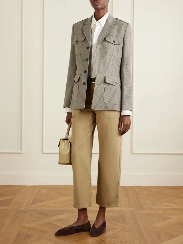 NILI LOTAN Hazel houndstooth wool jacket in light brown 100% Virgin Wool, photo 2 of 5 from NET-A-PORTER (Canada)