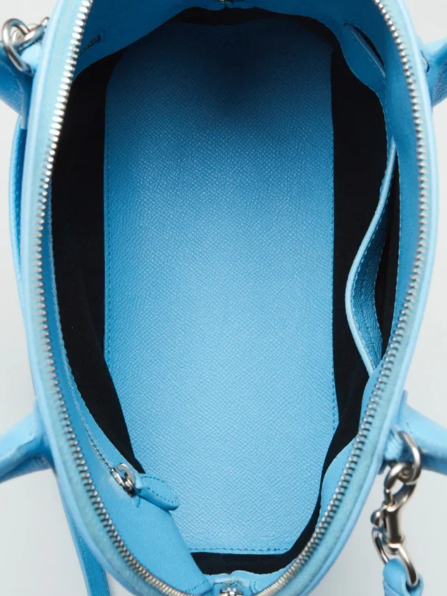 Balenciaga Light Blue Pebbled Leather Small Ville Satchel Bag in Blue Leather from Yoogis, photo 10 of 11