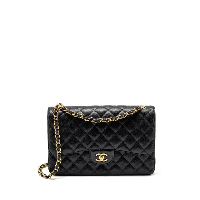 Chanel Jumbo Classic Double Flap Bag Caviar Black GHW (Microchip) in Black Caviar leather from EMIER