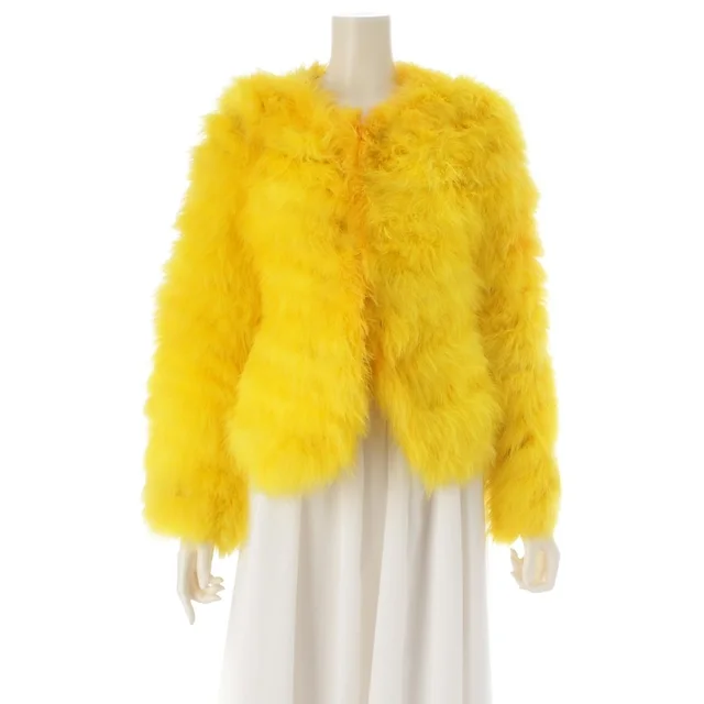 Gucci Short Sleeve Marabou Down Tom Ford Era Fur Jacket Yellow 38 in Yellow from The Reluxe