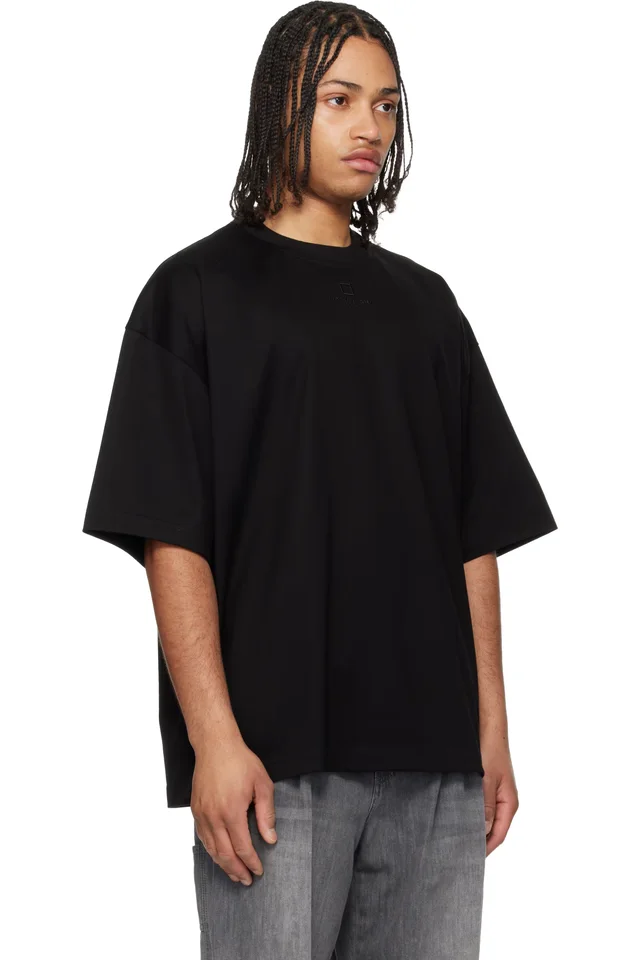 WOOYOUNGMI Black Cotton Over Size T-shirt, photo 2 of 3 from SSENSE