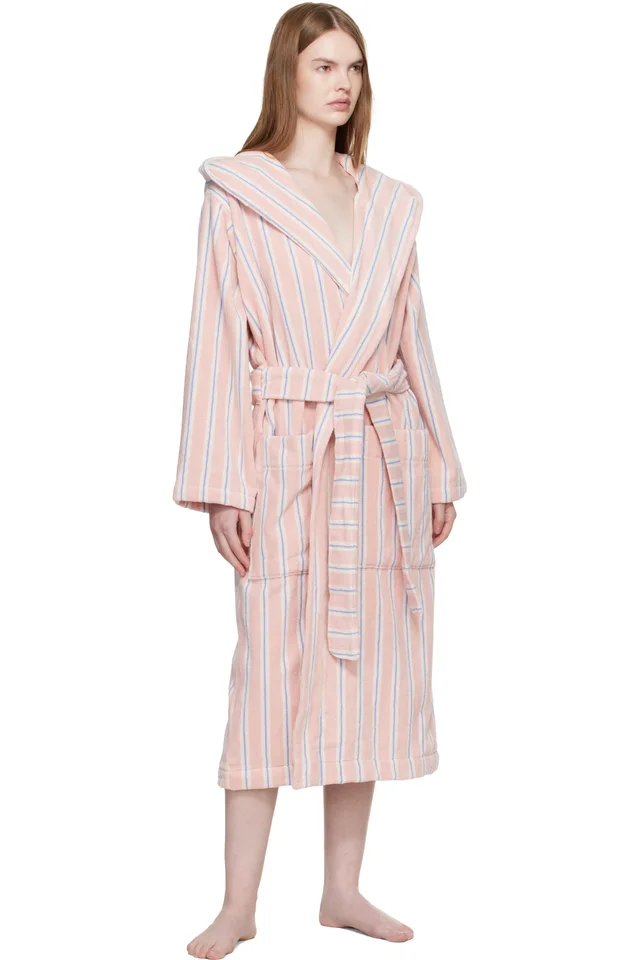 Tekla Pink Terry Hooded Bathrobe, photo 4 of 4 from SSENSE