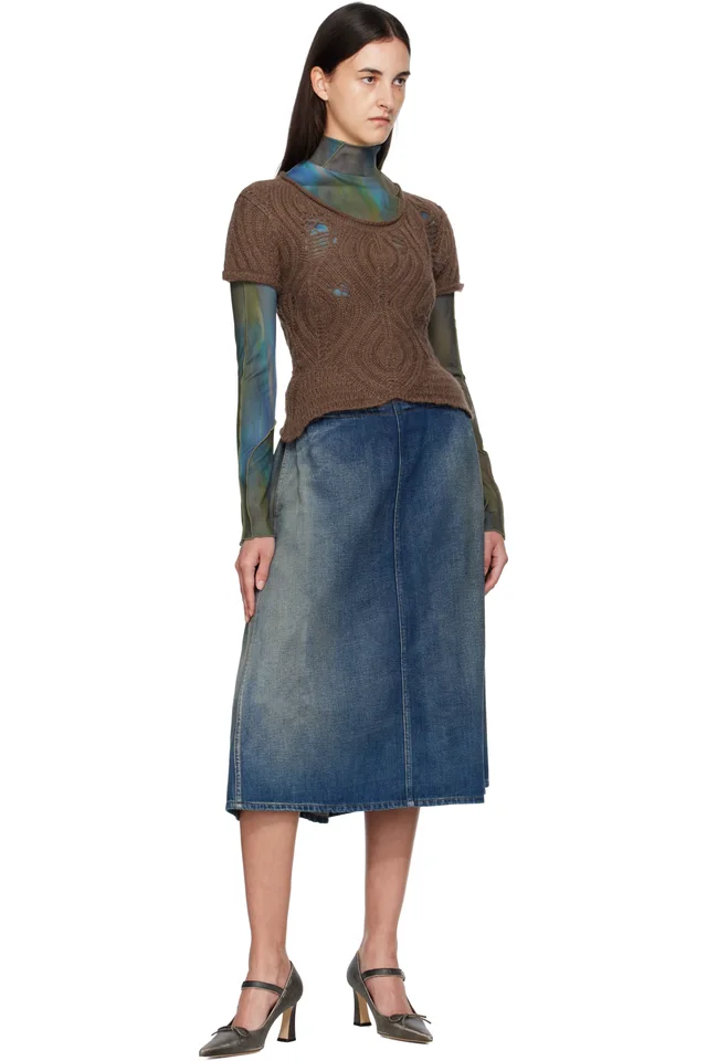 Andersson Bell Brown & Green Cap Sleeve Sweater Layered T-shirt, photo 4 of 4 from SSENSE