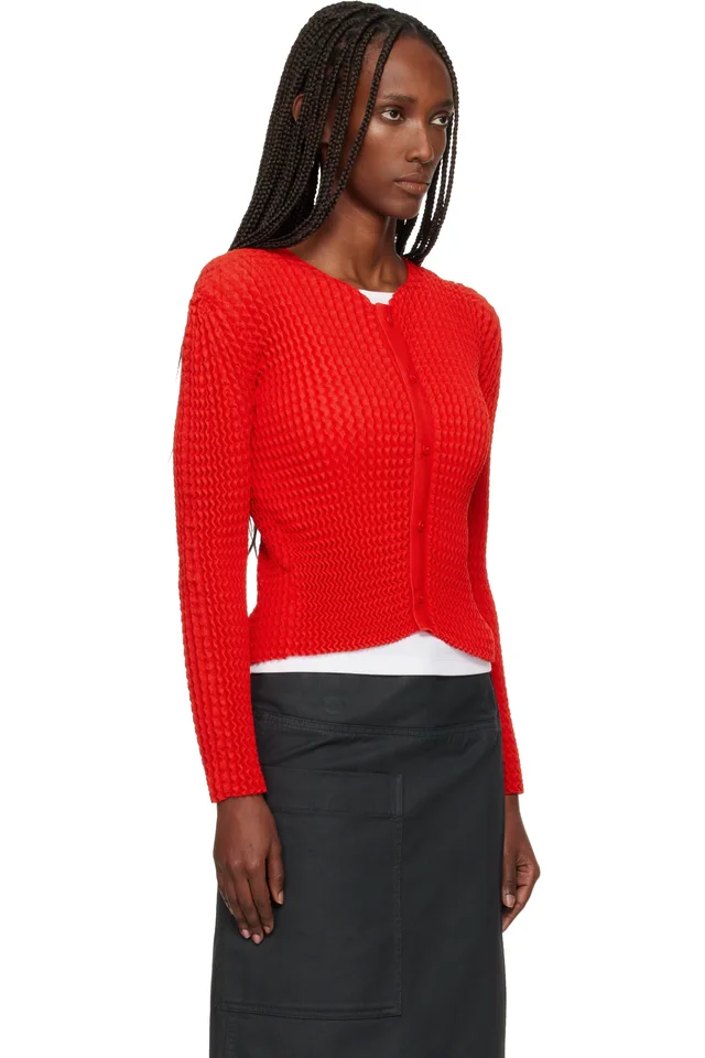 ISSEY MIYAKE Red October Spongy-58 Cardigan, photo 2 of 4 from SSENSE