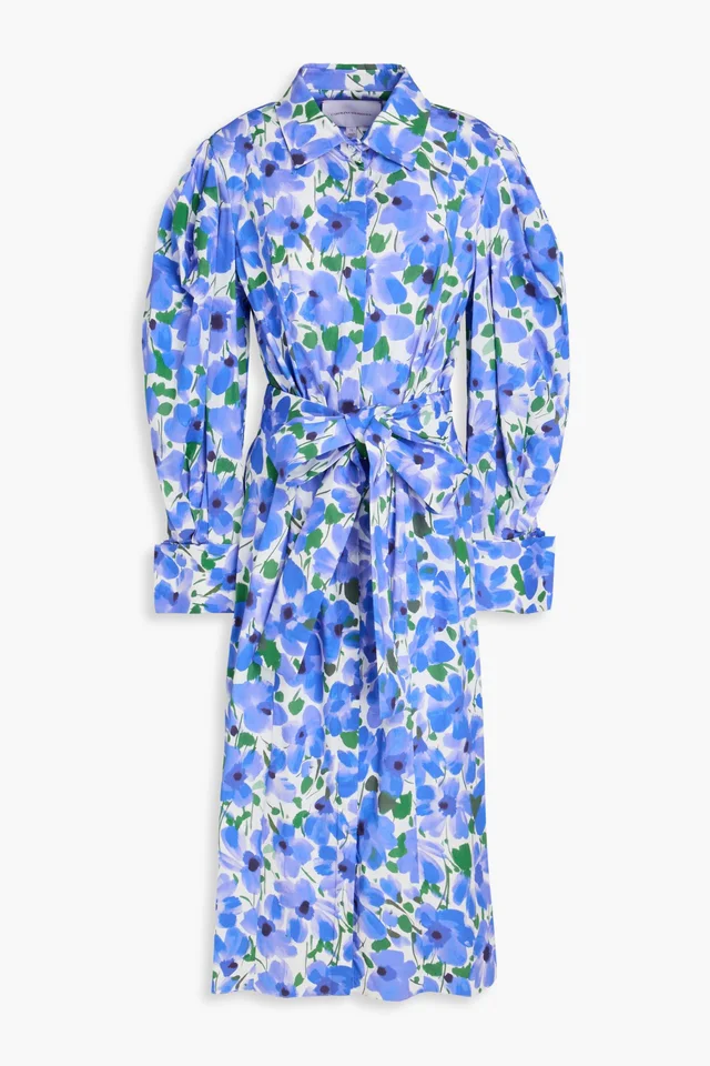 Carolina Herrera Floral-Print Cotton-Blend Poplin Midi Shirt Dress from THE OUTNET, photo 1 of 1