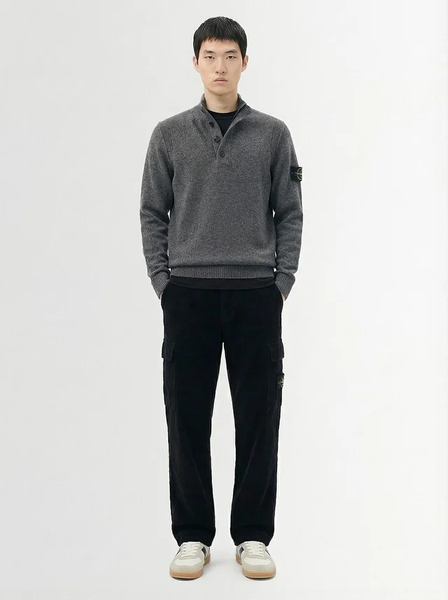 Stone Island Straight trousers with applied pocket in 0% Cotton, photo 2 of 4 from LUISAVIAROMA