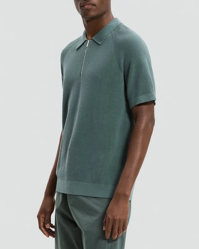 Theory Zip Polo Shirt in Cotton, photo 3 of 6 from Theory