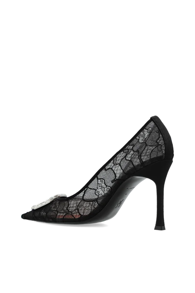 Amina Muaddi Camellia Crystal-Buckle High-Heeled Shoes, photo 2 of 5 from SENSER