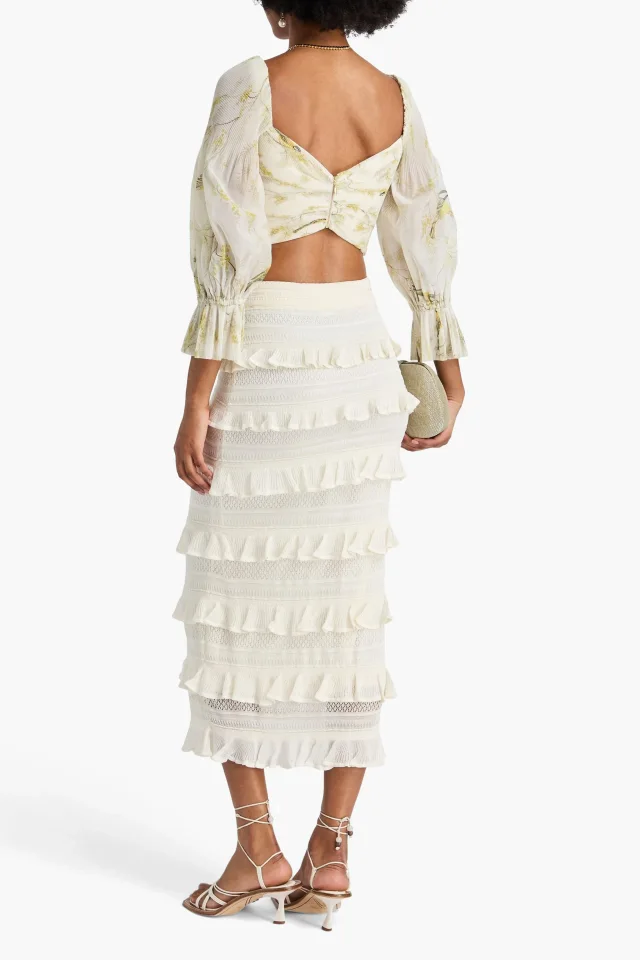 Zimmermann Cropped Printed Plissé-Organza Top, photo 3 of 4 from THE OUTNET