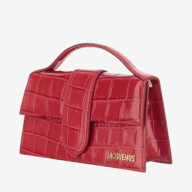 Jacquemus Crocodile-Embossed Calf Leather Shoulder Bag — Red in Red Calfskin from HEWI