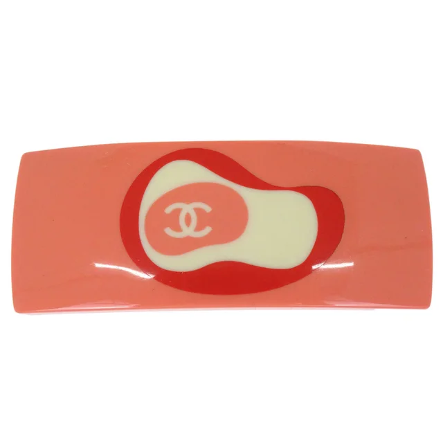 Chanel Barrette Hair Accessories Pink Acrylic 03P in Pink Resin from AMORE Vintage Tokyo