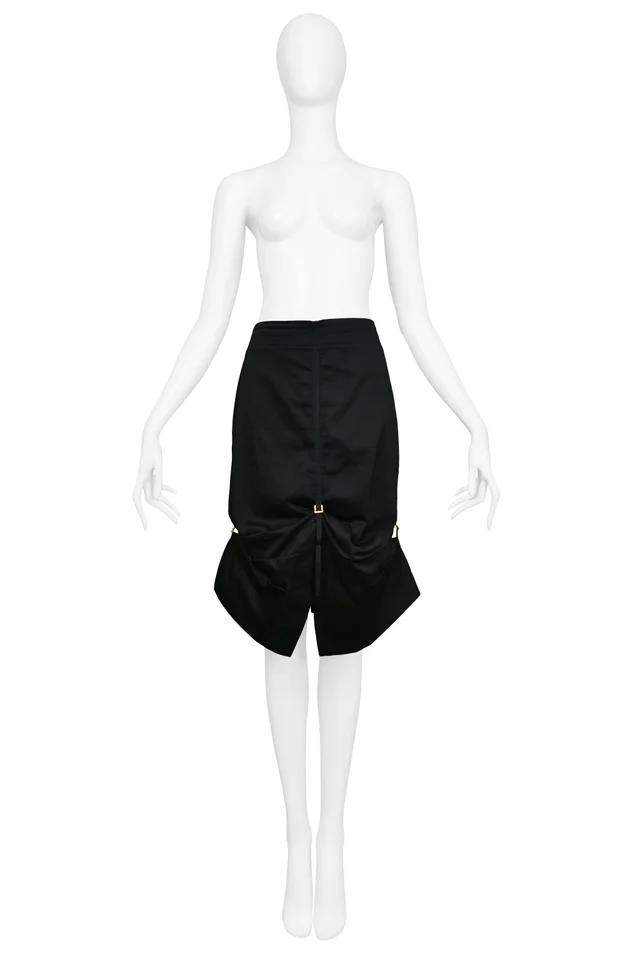 Alexander McQueen Black Pencil Skirt in Black Woven leather from Resurrection Vintage