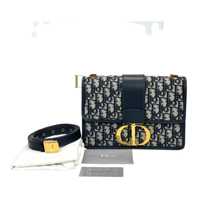 Dior 30 Montaigne Bag in Oblique Navy in Navy from Luxury Promise