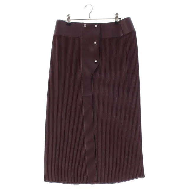 Hermès Medor Medle Lambskin Sheep Leather Pleated Skirt Brown 38 in Brown Lambskin from The Reluxe