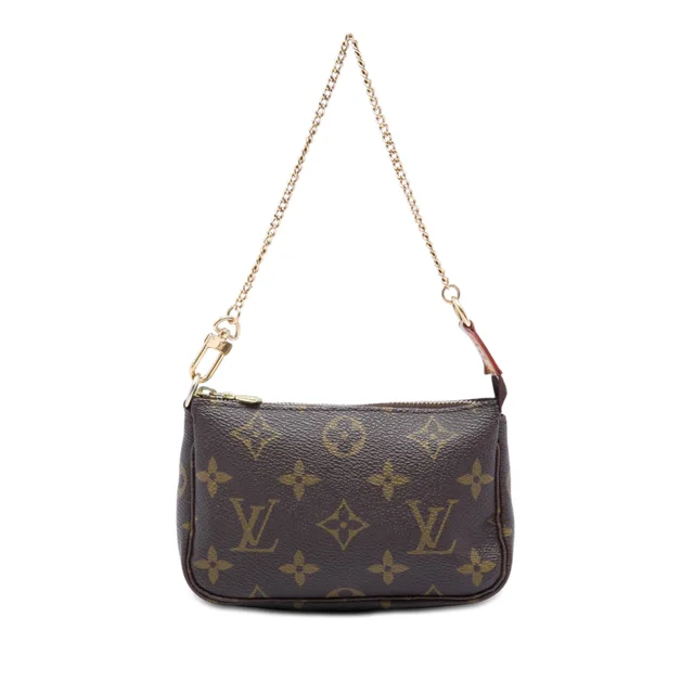 Brown Louis Vuitton Monogram Mini Pochette Accessoires Handbag in Brown Coated canvas from Designer Revival