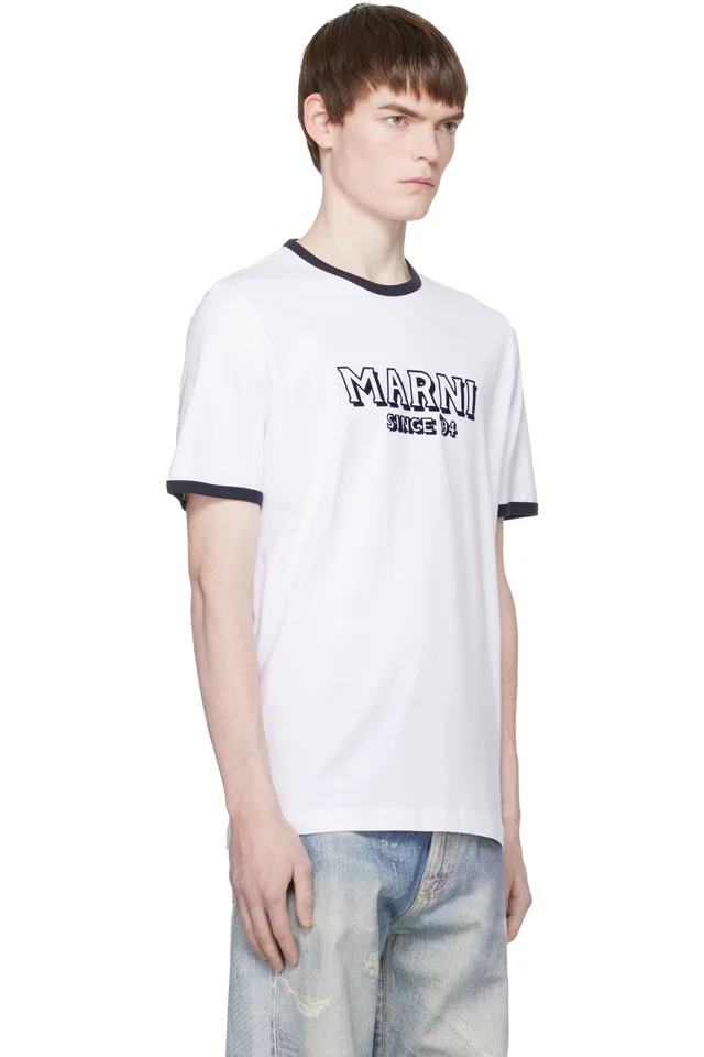 Marni White Cotton Contrast Trims T-shirt, photo 2 of 4 from SSENSE