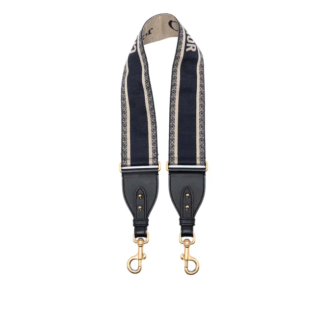 Blue Dior Embroidered Canvas Bag Strap in Blue Canvas from Designer Revival