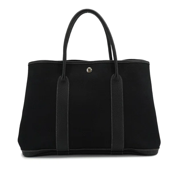 Hermès Garden Party PM Black Toile Officier Hand Shoulder Bag 2003 Square G in Black from Luxury Promise