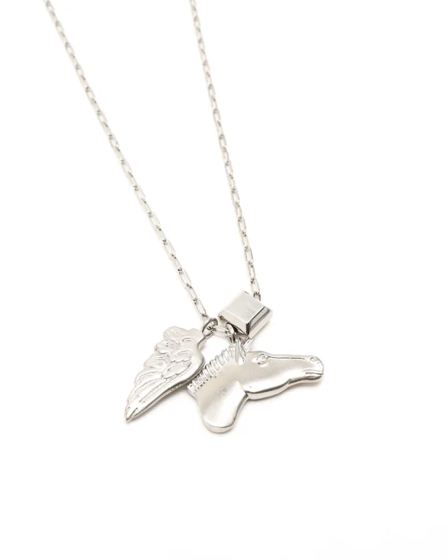 Hermès Talisman Pegasus Feather Necklace in Silk from A Retro Tale, photo 4 of 5