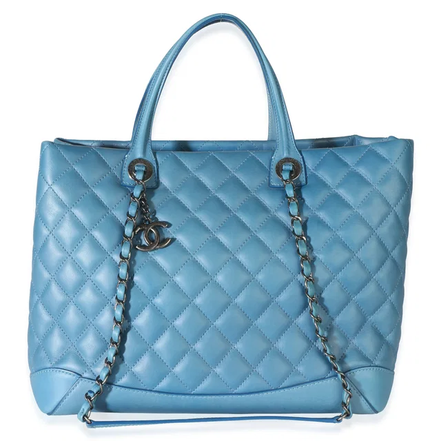 Chanel Blue Quilted Calfskin Medium Easy Shopping Tote in Blue Calfskin from myGemma