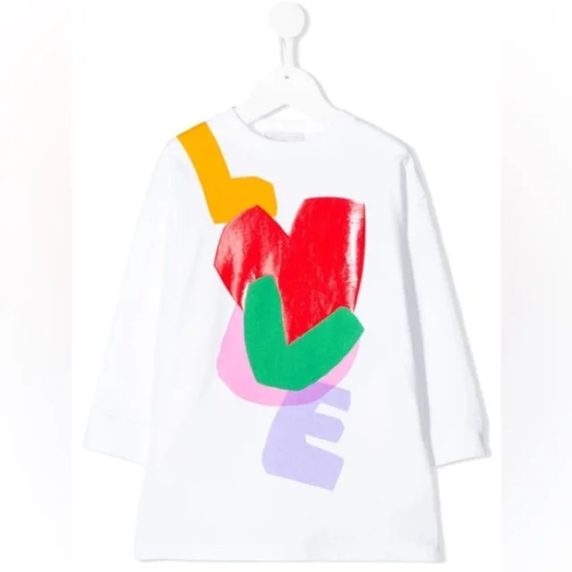 Stella McCartney Girls Love Graphic Long Sleeve Dress Tunic 10 in white|red from Poshmark