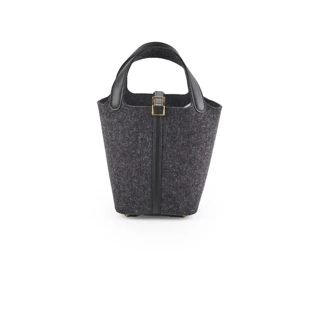 Hermès Picotin 18 Wool Feutre Swift Graphite - U Stamp (2022) in Grey Swift leather from The Purse Affair