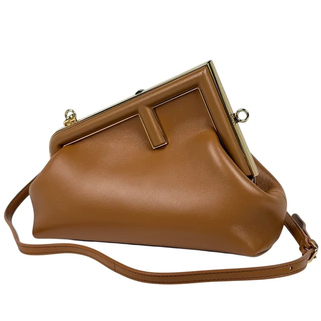 Fendi Shoulder Bag First Small 2-Way Leather Brown in Brown Leather from The Reluxe