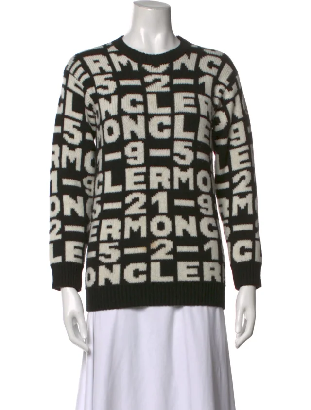 Moncler Graphic Print Crew Neck Sweater in black from The RealReal