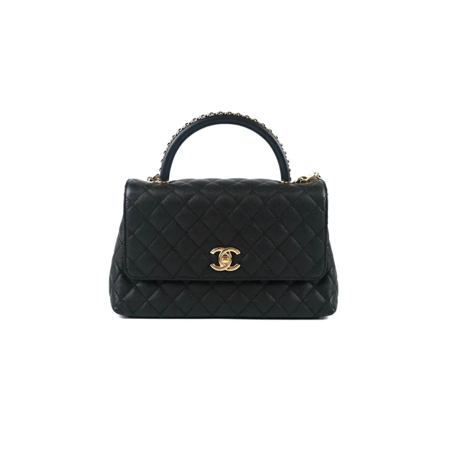 Chanel Coco Handle Medium Black Caviar Microchip in Black Caviar leather from The Purse Affair