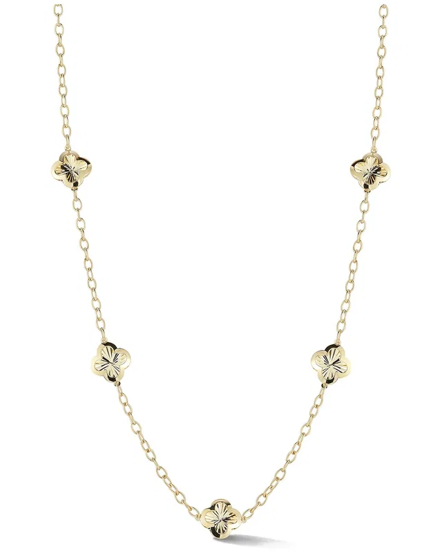 Ember Fine Jewelry 14K Cut Clover Station Necklace, image 1 of 1 from Rue La La