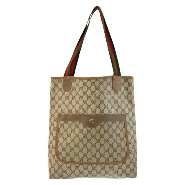 Gucci Vintage Sherry Line Beige GG Supreme Canvas Tote Shoulder Bag in Beige Canvas from The Reluxe