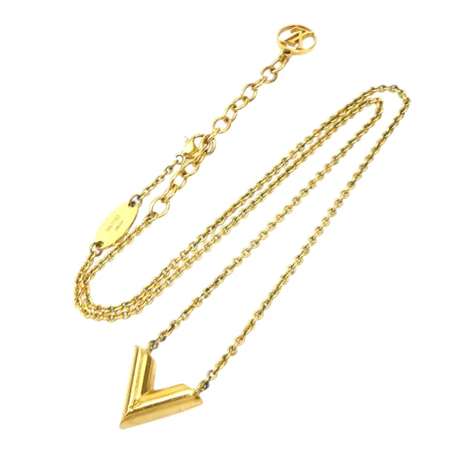 Gold Louis Vuitton Gold Plated Essential V Necklace in Gold from Designer Revival