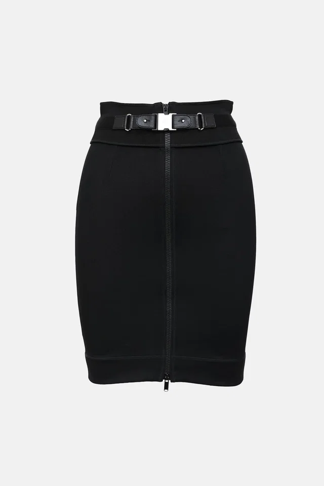 Gucci 2009 Buckle Zip Mini Skirt in Leather from VSP Consignment