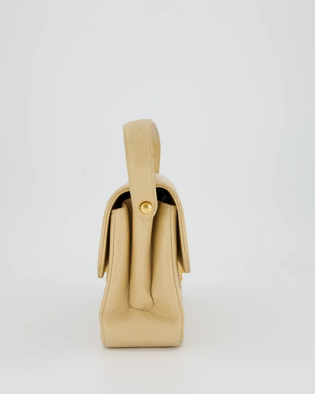Chanel Vintage Medium Double-Sided Flap Bag in Beige Lambskin from Sellier, photo 7 of 18
