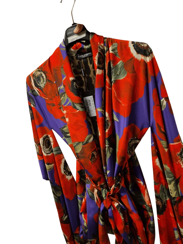 Dolce & Gabbana Dress Red And purple Floral deisgn leaopard Print Inside in Red from Luxury Promise