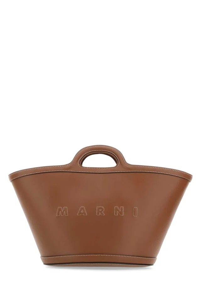 Marni Tropicalia Top Handle Bag — Brown in Brown Leather from HEWI