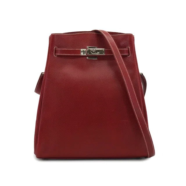 Hermès Kelly Sports MM Rouge H Lisse Shoulder Bag 2001 Square E Palladium Hardware in Burgundy from Luxury Promise